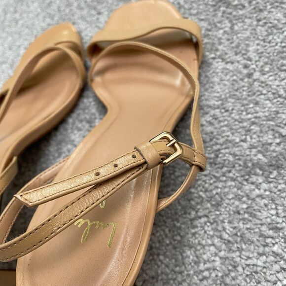 Lulus Synthetic Leather Strappy Sandals Heels Women 8.5 Nude Beige Formal Casual - Picture 9 of 13